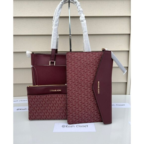 Michael Kors tote maisie 3 in 1 large bag clutch & crossbody Merlot Multi - Picture 1 of 11